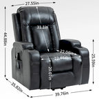 Power Lift Recliner with Massage, Heat and Cup Holders – Black / Brown, Single