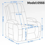 Power Lift Recliner with Massage, Heat and Cup Holders – Black / Brown, Single