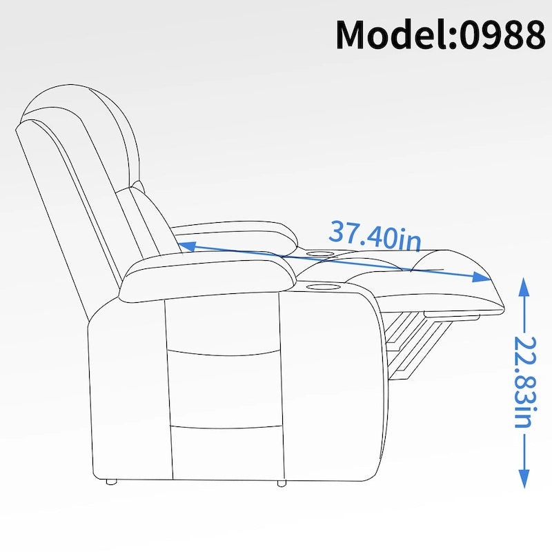Power Lift Recliner with Massage, Heat and Cup Holders – Black / Brown, Single