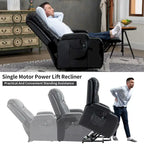 Power Lift Recliner with Massage, Heat and Cup Holders – Black / Brown, Single