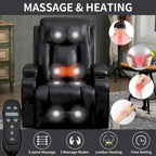 Power Lift Recliner with Massage, Heat and Cup Holders – Black / Brown, Single