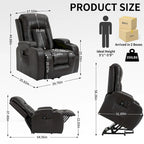 Power Lift Recliner with Massage, Heat and Cup Holders – Black / Brown, Single