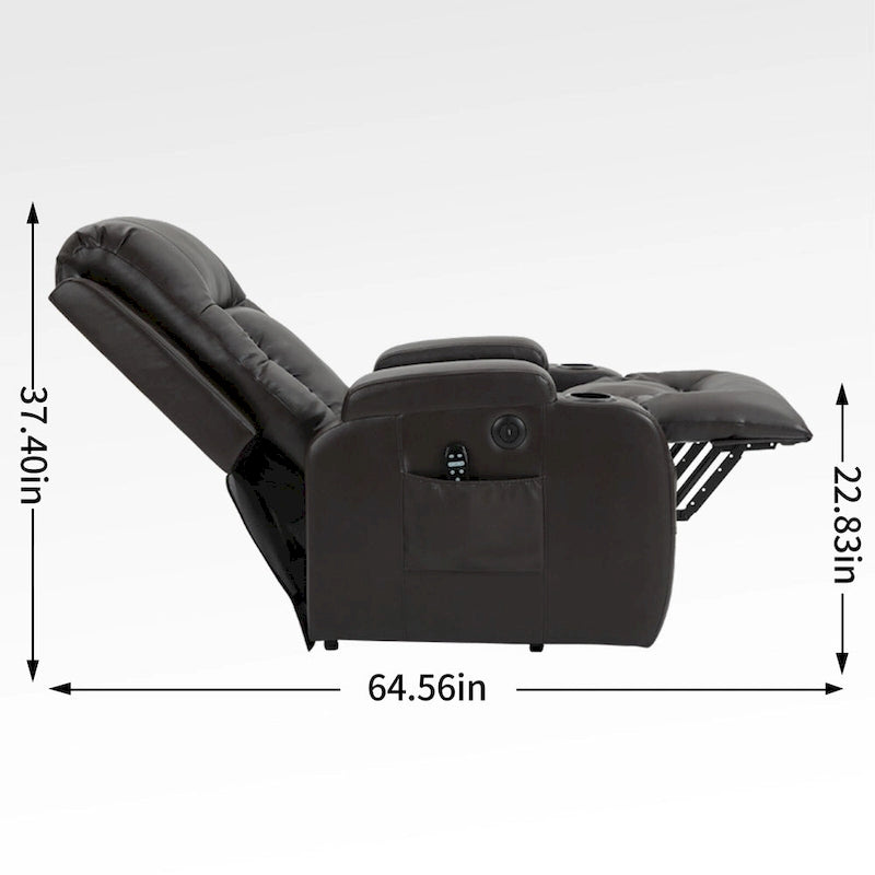 Power Lift Recliner with Massage, Heat and Cup Holders – Black / Brown, Single