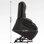 Power Lift Recliner with Massage, Heat and Cup Holders – Black / Brown, Single