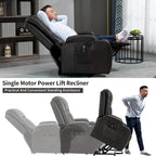Power Lift Recliner with Massage, Heat and Cup Holders – Black / Brown, Single