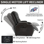 Power Lift Recliner with Massage, Heat and Cup Holders – Black / Brown, Single