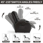 Power Lift Recliner with Massage, Heat and Cup Holders – Black / Brown, Single
