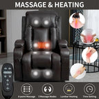 Power Lift Recliner with Massage, Heat and Cup Holders – Black / Brown, Single