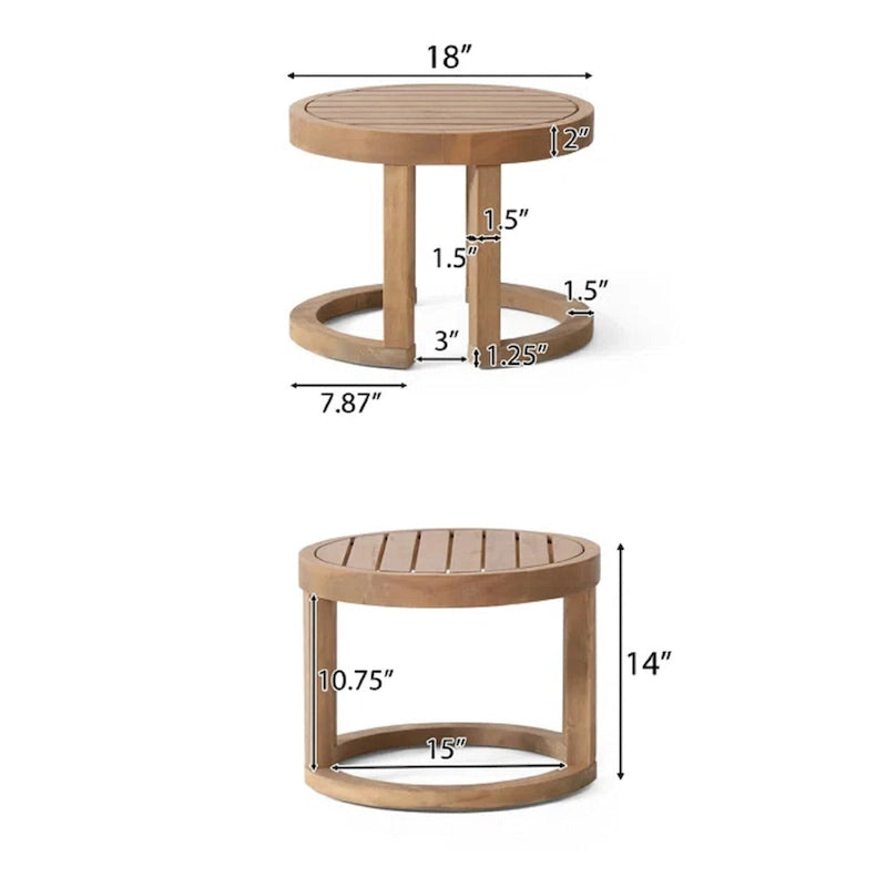 3-Piece Outdoor Acacia Wood Lounge Chairs Set with 2 Woven Wicker Lounge Chairs and 18 Solid Side Table