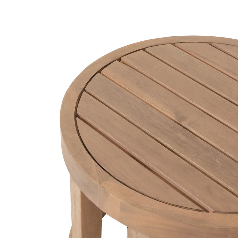 3-Piece Outdoor Acacia Wood Lounge Chairs Set with 2 Woven Wicker Lounge Chairs and 18 Solid Side Table