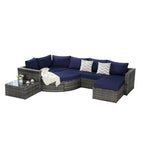 8-Piece Outdoor Patio Rattan Modular Sectional Sofa Set with Tempered Glass Coffee Table