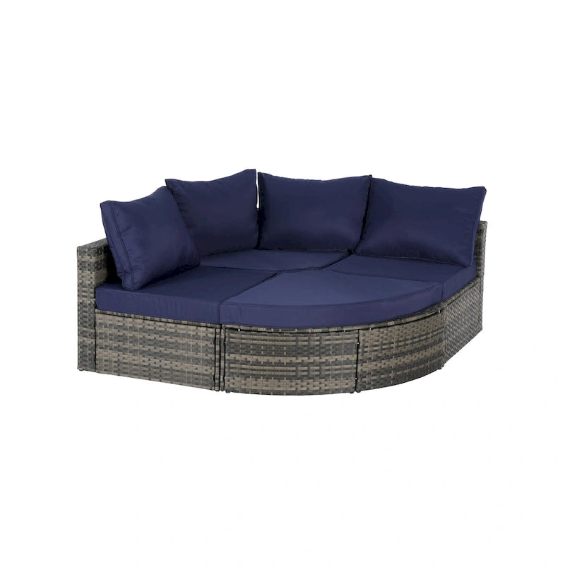 8-Piece Outdoor Patio Rattan Modular Sectional Sofa Set with Tempered Glass Coffee Table