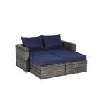 8-Piece Outdoor Patio Rattan Modular Sectional Sofa Set with Tempered Glass Coffee Table