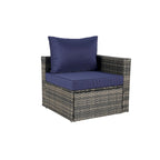 8-Piece Outdoor Patio Rattan Modular Sectional Sofa Set with Tempered Glass Coffee Table