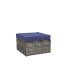 8-Piece Outdoor Patio Rattan Modular Sectional Sofa Set with Tempered Glass Coffee Table