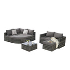 8-Piece Outdoor Patio Rattan Modular Sectional Sofa Set with Tempered Glass Coffee Table