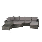 8-Piece Outdoor Patio Rattan Modular Sectional Sofa Set with Tempered Glass Coffee Table
