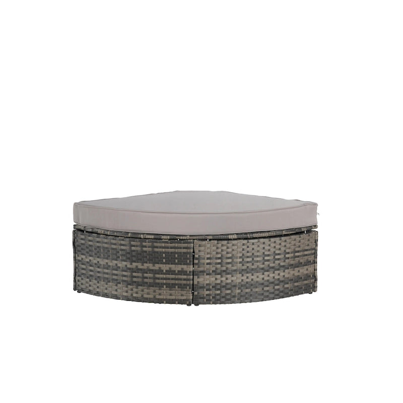 8-Piece Outdoor Patio Rattan Modular Sectional Sofa Set with Tempered Glass Coffee Table