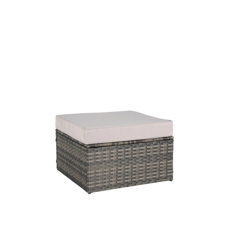 8-Piece Outdoor Patio Rattan Modular Sectional Sofa Set with Tempered Glass Coffee Table