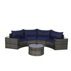 7-Piece Outdoor Patio Half-Moon Sectional Sofa Set with Tempered Glass Coffee Table