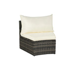 7-Piece Outdoor Patio Half-Moon Sectional Sofa Set with Tempered Glass Coffee Table