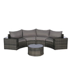 7-Piece Outdoor Patio Half-Moon Sectional Sofa Set with Tempered Glass Coffee Table
