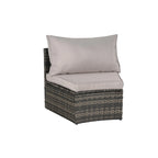 7-Piece Outdoor Patio Half-Moon Sectional Sofa Set with Tempered Glass Coffee Table