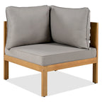 4-Pieces Outdoor Acacia Wood L-Shaped Sectional Sofa Set with Coffee Table and Arm Side Table