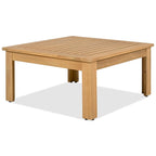 4-Pieces Outdoor Acacia Wood L-Shaped Sectional Sofa Set with Coffee Table and Arm Side Table