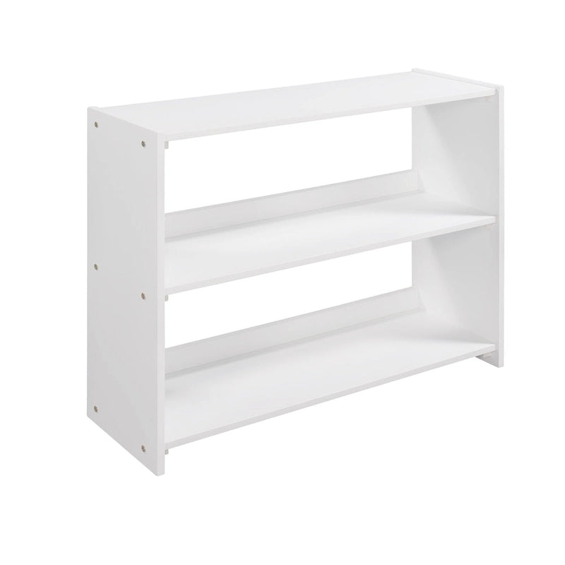 Twin Low Loft Bed with Storage Cabinets, Shelves & Ladder – White / Gray / Espresso, Pine Wood, Single