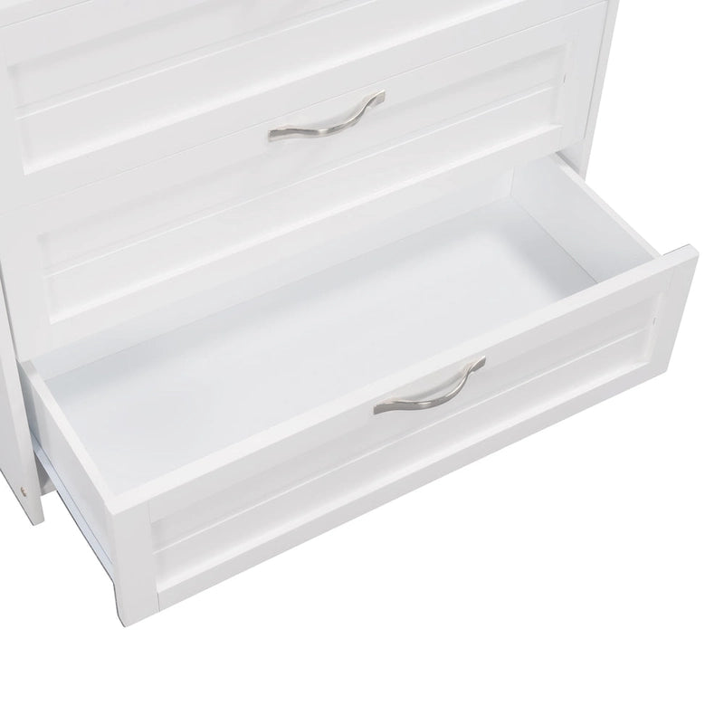 Twin Low Loft Bed with Storage Cabinets, Shelves & Ladder – White / Gray / Espresso, Pine Wood, Single