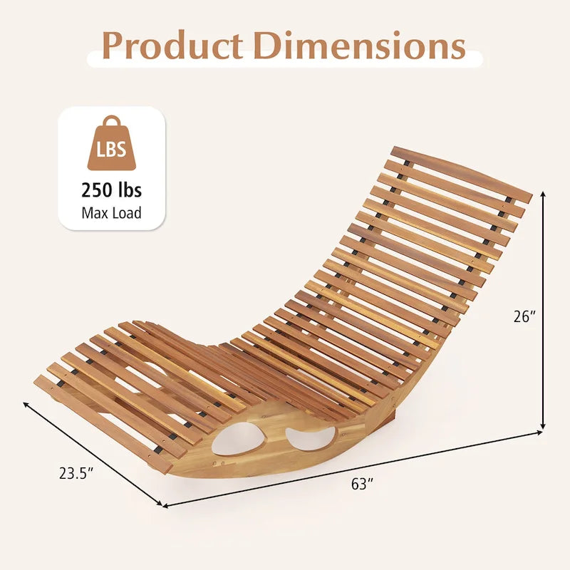 Gymax 2PCS Outdoor Chaise Lounge w/ High Back Slatted Seat Stopper