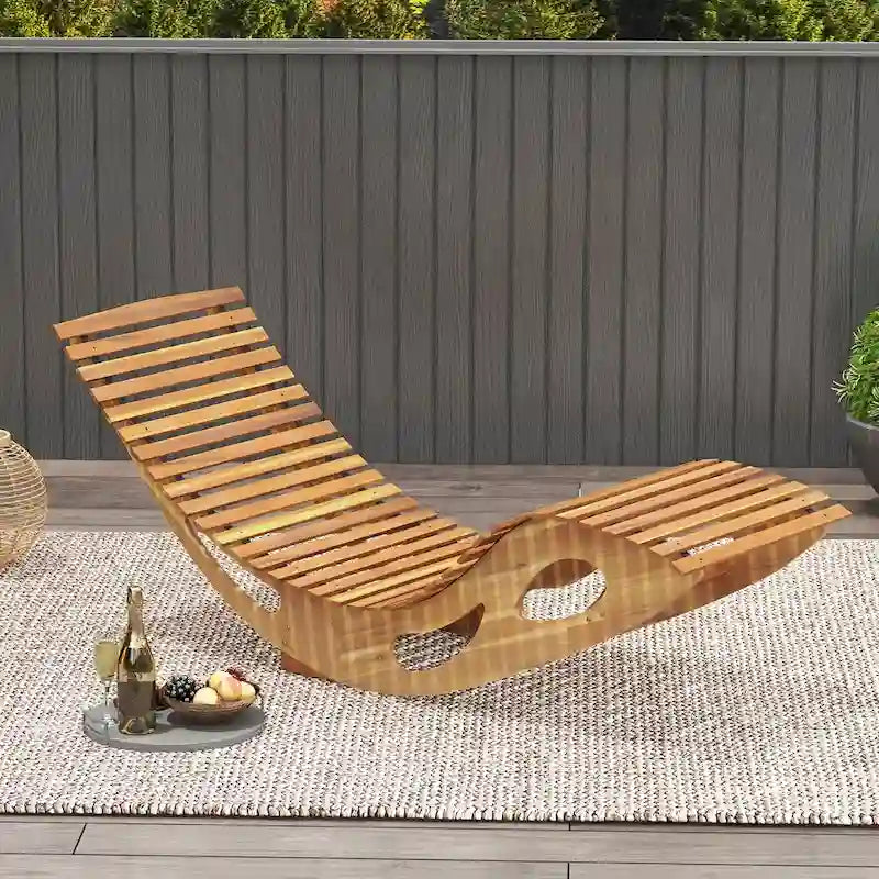 Gymax 2PCS Outdoor Chaise Lounge w/ High Back Slatted Seat Stopper