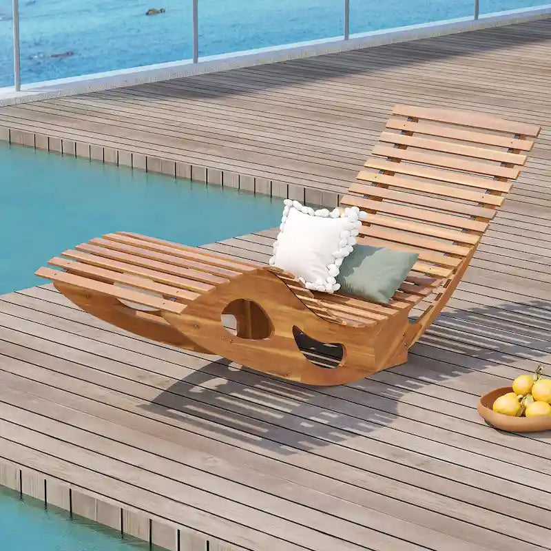 Gymax 2PCS Outdoor Chaise Lounge w/ High Back Slatted Seat Stopper