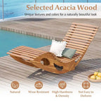 Gymax 2PCS Outdoor Chaise Lounge w/ High Back Slatted Seat Stopper
