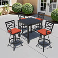 3/5-Piece Outdoor Patio Aluminum Swivel Bar Stools and Table Set