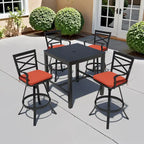 3/5-Piece Outdoor Patio Aluminum Swivel Bar Stools and Table Set
