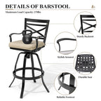3/5-Piece Outdoor Patio Aluminum Swivel Bar Stools and Table Set