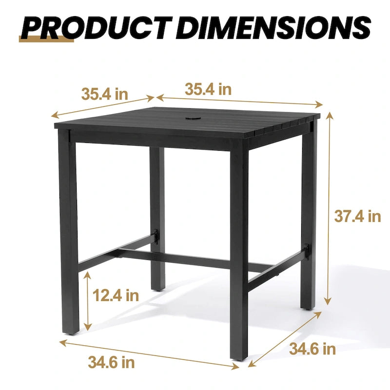 3/5-Piece Outdoor Patio Aluminum Swivel Bar Stools and Table Set