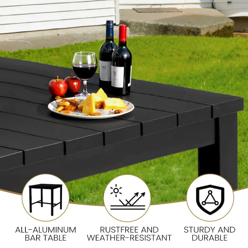 3/5-Piece Outdoor Patio Aluminum Swivel Bar Stools and Table Set