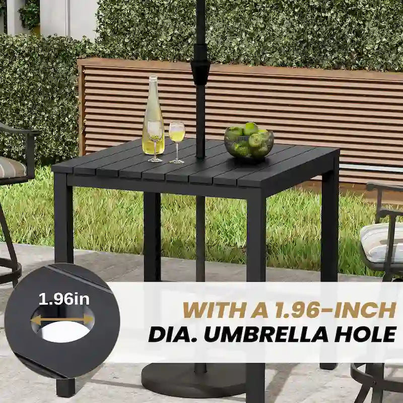 3/5-Piece Outdoor Patio Aluminum Swivel Bar Stools and Table Set