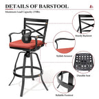 3/5-Piece Outdoor Patio Aluminum Swivel Bar Stools and Table Set