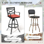 3/5-Piece Outdoor Patio Aluminum Swivel Bar Stools and Table Set
