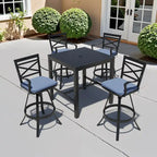 3/5-Piece Outdoor Patio Aluminum Swivel Bar Stools and Table Set