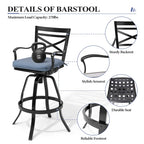 3/5-Piece Outdoor Patio Aluminum Swivel Bar Stools and Table Set