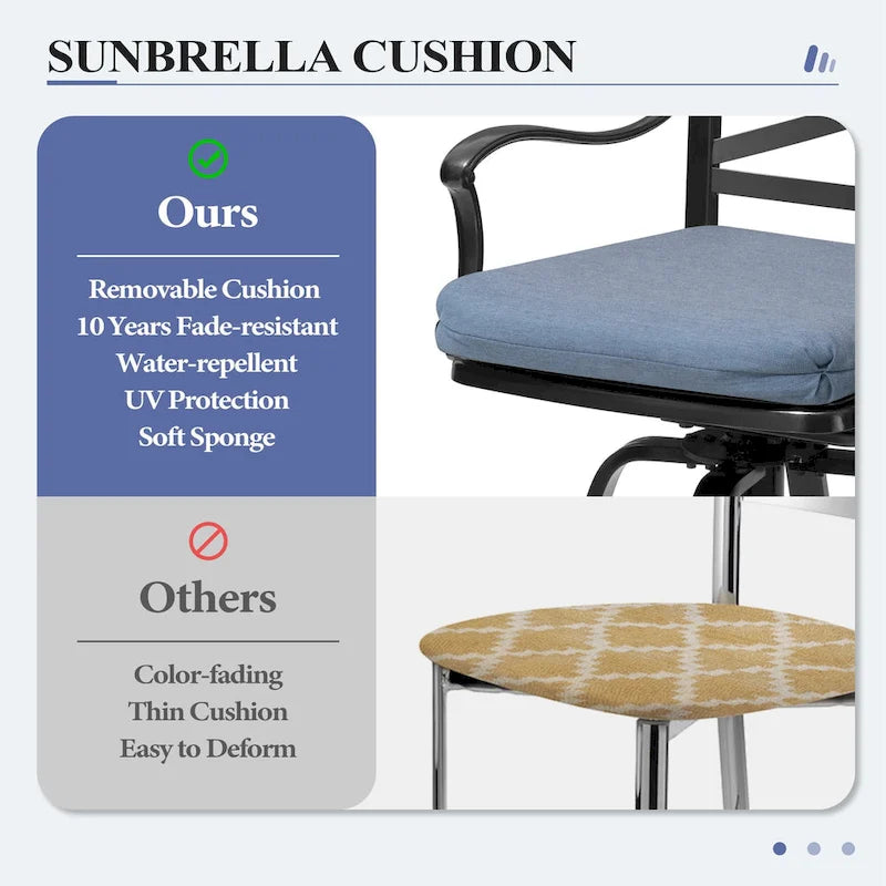 3/5-Piece Outdoor Patio Aluminum Swivel Bar Stools and Table Set