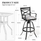 3/5-Piece Outdoor Patio Aluminum Swivel Bar Stools and Table Set