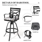 3/5-Piece Outdoor Patio Aluminum Swivel Bar Stools and Table Set