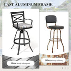 3/5-Piece Outdoor Patio Aluminum Swivel Bar Stools and Table Set