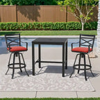 3/5-Piece Outdoor Patio Aluminum Swivel Bar Stools and Table Set